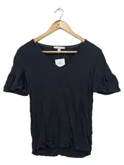 Vorschaubild 1 von Damen T-Shirt Schwarz Gr. 34/XS Klassisch Elegant Rüschenärmel