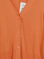 Vorschaubild 2 von Damen Strickjacke Orange Gr. 46 Langarm Casual Rippstrick