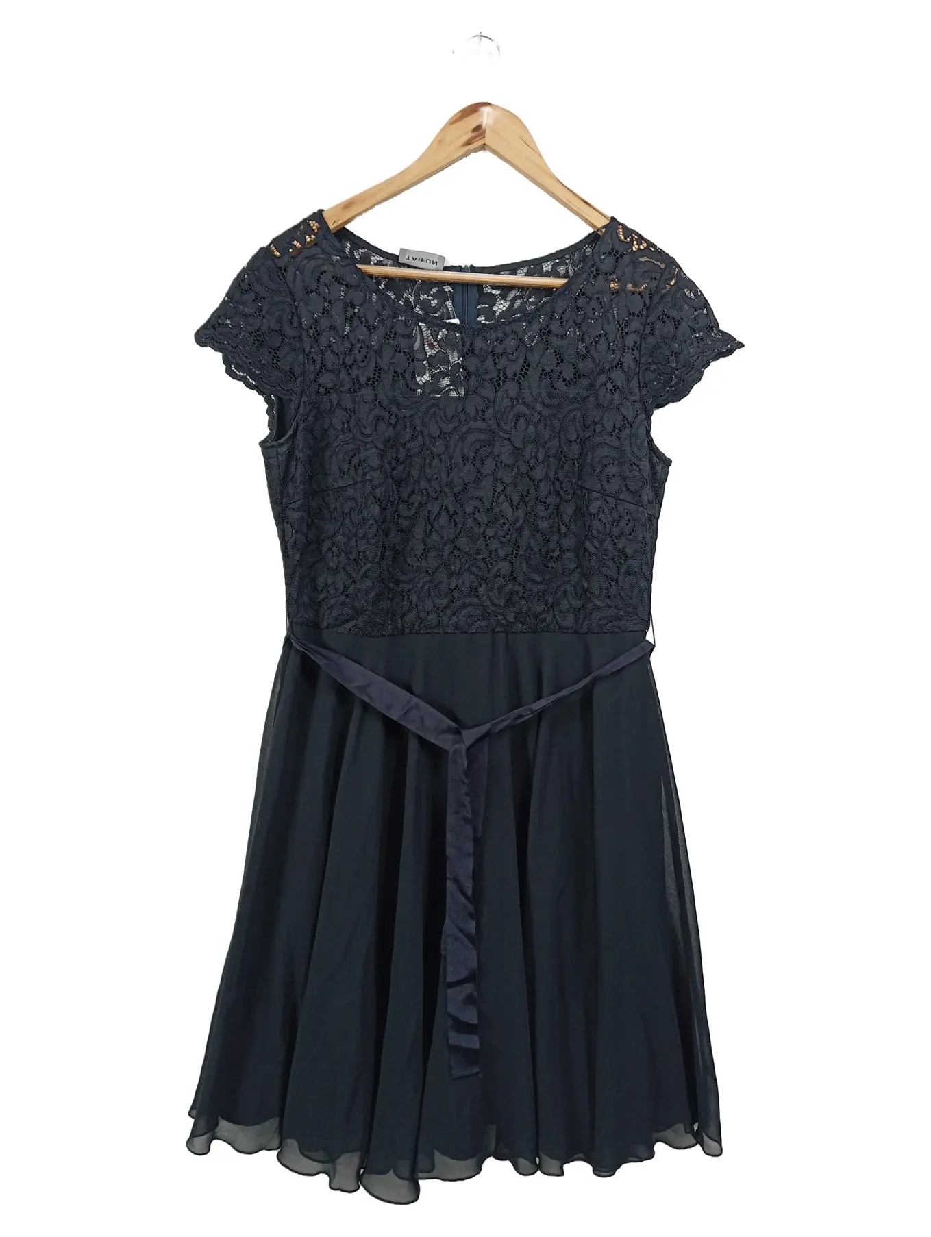 TAIFUN Damen festliches Kleid Gr. 40/L Blau Spitze Elegant Vintage Midikleid