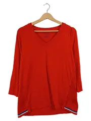 Vorschaubild 1 von Damen Langarmshirt Rot V-Ausschnitt 3, 4 Arm Gr. 38 Viskose