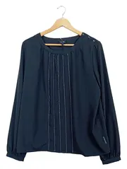 Vorschaubild 1 von Damen Bluse Elegant Gr. 44 Blau Polyester Langarm