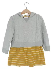 Vorschaubild 1 von Kinder Kapuzenpullover-Kleid gestreift Gr. 104 Grau Gelb
