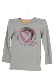 Vorschaubild 1 von Kinder Langarmshirt Grau Gr. 104 mit Logo & Schriftzug