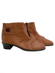 Vorschaubild 1 von Damen Stiefeletten Gr. 38 Braun Casual Leder Reißverschluss