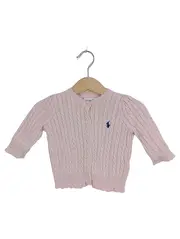 Vorschaubild 1 von Strickjacke Rosa Zopfstrick Gr. 80 Mädchen Baumwolle