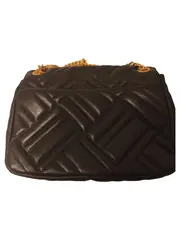 Vorschaubild 2 von Damen Umhängetasche Schwarz Leder Gesteppt Kettenschulterriemen