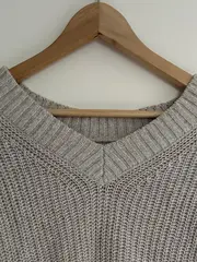 Vorschaubild 5 von Damen Strickpullover V-Ausschnitt Beige Gr. UNI Casual Herbst/Winter
