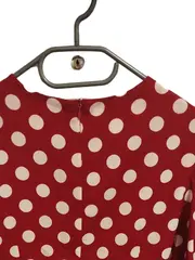 Vorschaubild 8 von Damen Festliches Kleid Rot Punkte Gr. M Retro Midikleid