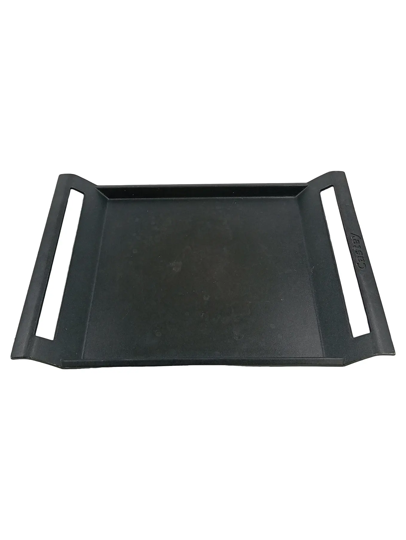 MARKENLOS Castey Grillplatte Gusseisen Grillpfanne mit Griffen schwarz BBQ