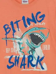 Vorschaubild 2 von Kinder Pullover Kurzarm Orange Hai Tiermotiv Gr. 146/152 Baumwolle