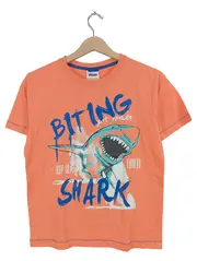 Vorschaubild 1 von Kinder Pullover Kurzarm Orange Hai Tiermotiv Gr. 146/152 Baumwolle