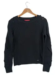 Vorschaubild 1 von Damen Strickpullover Schwarz XS Modern Rippstrick Langarm