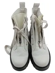 Vorschaubild 2 von Damen Stiefel Combat Boot Weiß Schlangenmuster Gr. 37 Kunstleder