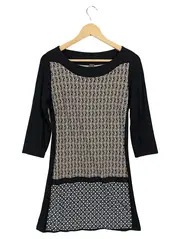 Vorschaubild 1 von Damen Freizeitkleid Gr. 38 Schwarz Grafisch Casual