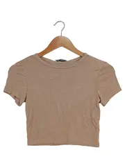Vorschaubild 1 von Damen T-Shirt Basic Beige Gr. 38/M Viskose Kurzarm