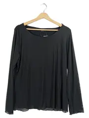 Vorschaubild 1 von Black Label Damen Langarmshirt Mesh Schwarz Gr. 46/3XL Elegant