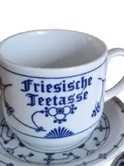 Vorschaubild 2 von Teetasse Blau Saks Porzellan 8cm floral weiß 4er Set