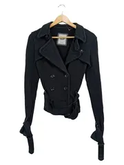 Vorschaubild 1 von Damen Trenchcoat Kurzmantel Gr. M Schwarz Klassisch