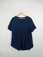 Vorschaubild 2 von Damen Bluse Gr. 46 Blau Casual Kurzarm