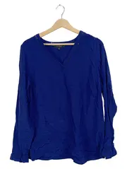 Vorschaubild 1 von Bluse Langarm Blau Gr. 42 Viskose Lochmuster Casual Damen