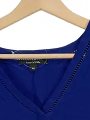 Vorschaubild 2 von Bluse Langarm Blau Gr. 42 Viskose Lochmuster Casual Damen