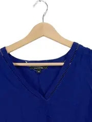 Vorschaubild 3 von Bluse Langarm Blau Gr. 42 Viskose Lochmuster Casual Damen