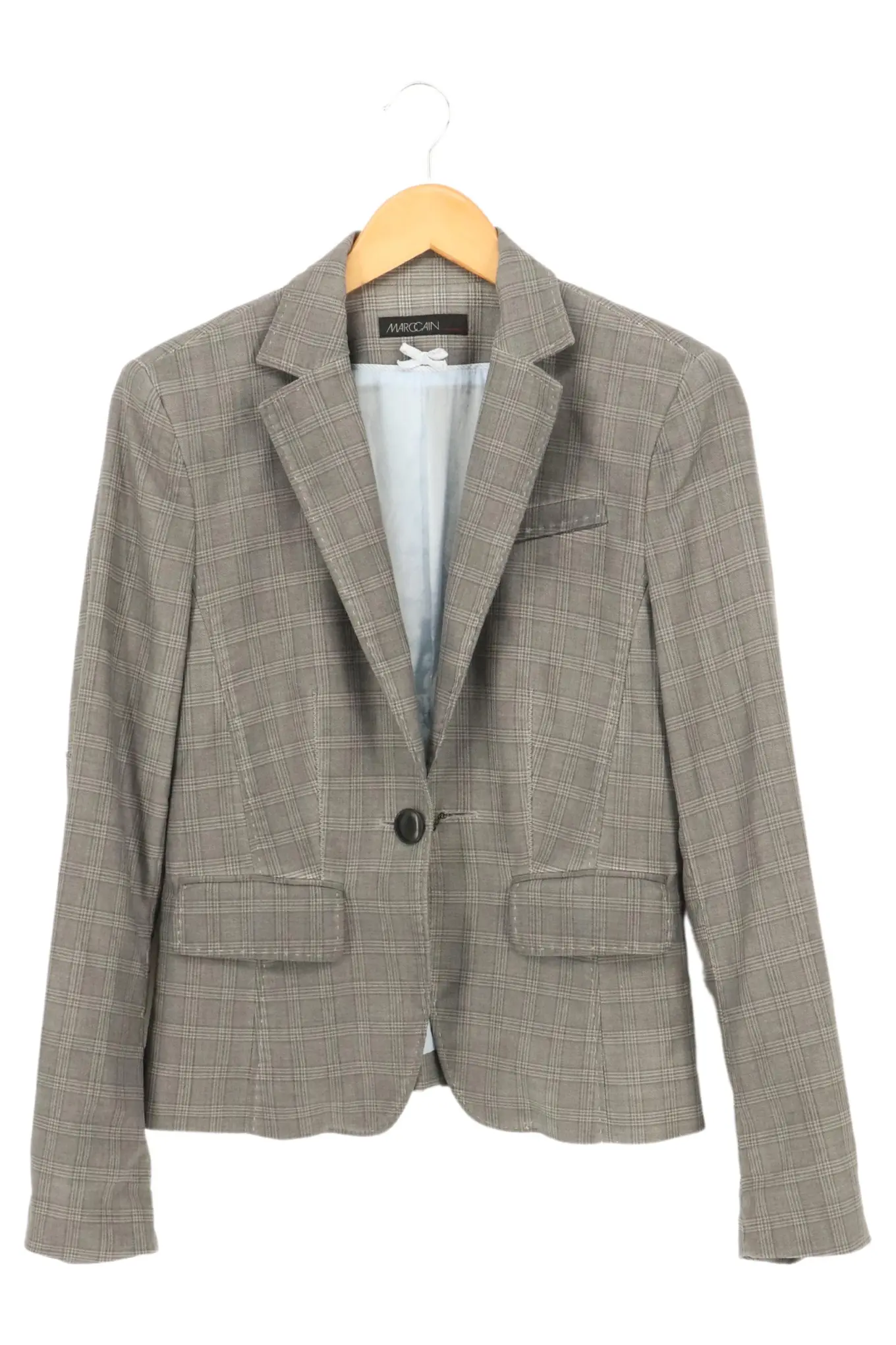 MARCCAIN Damen Blazer Gr. 36/S Grau Kariert Business Elegant