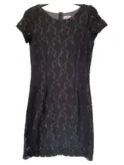 Vorschaubild 1 von Blusenkleid Damen Gr. 36 Schwarz Spitze Feminin Elegant