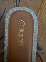 Vorschaubild 5 von Damen Zehentrenner Sandalen Gr. 37 Braun Glitzer Metallic