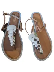 Vorschaubild 2 von Damen Zehentrenner Sandalen Gr. 37 Braun Glitzer Metallic