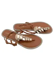 Vorschaubild 1 von Damen Zehentrenner Sandalen Gr. 37 Braun Glitzer Metallic