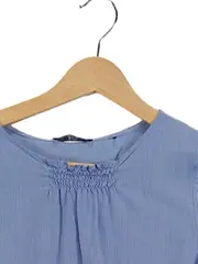 Vorschaubild 3 von edc Damen Bluse Langarm Blau Gestreift Gr. 34/XS Casual Raffungen Baumwolle