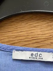 Vorschaubild 5 von edc Damen Bluse Langarm Blau Gestreift Gr. 34/XS Casual Raffungen Baumwolle