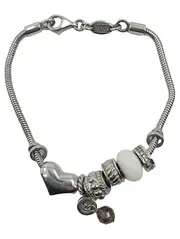 Vorschaubild 1 von Damen Armband Silber Herz Perlen Strass 19cm