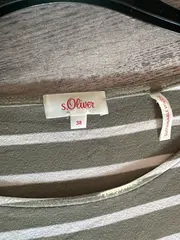 Vorschaubild 2 von Sommerkleid Midikleid Damen Gr. 38 Oliv Gestreift Viskose