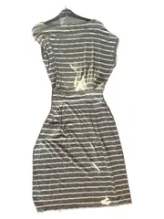 Vorschaubild 4 von Sommerkleid Midikleid Damen Gr. 38 Oliv Gestreift Viskose