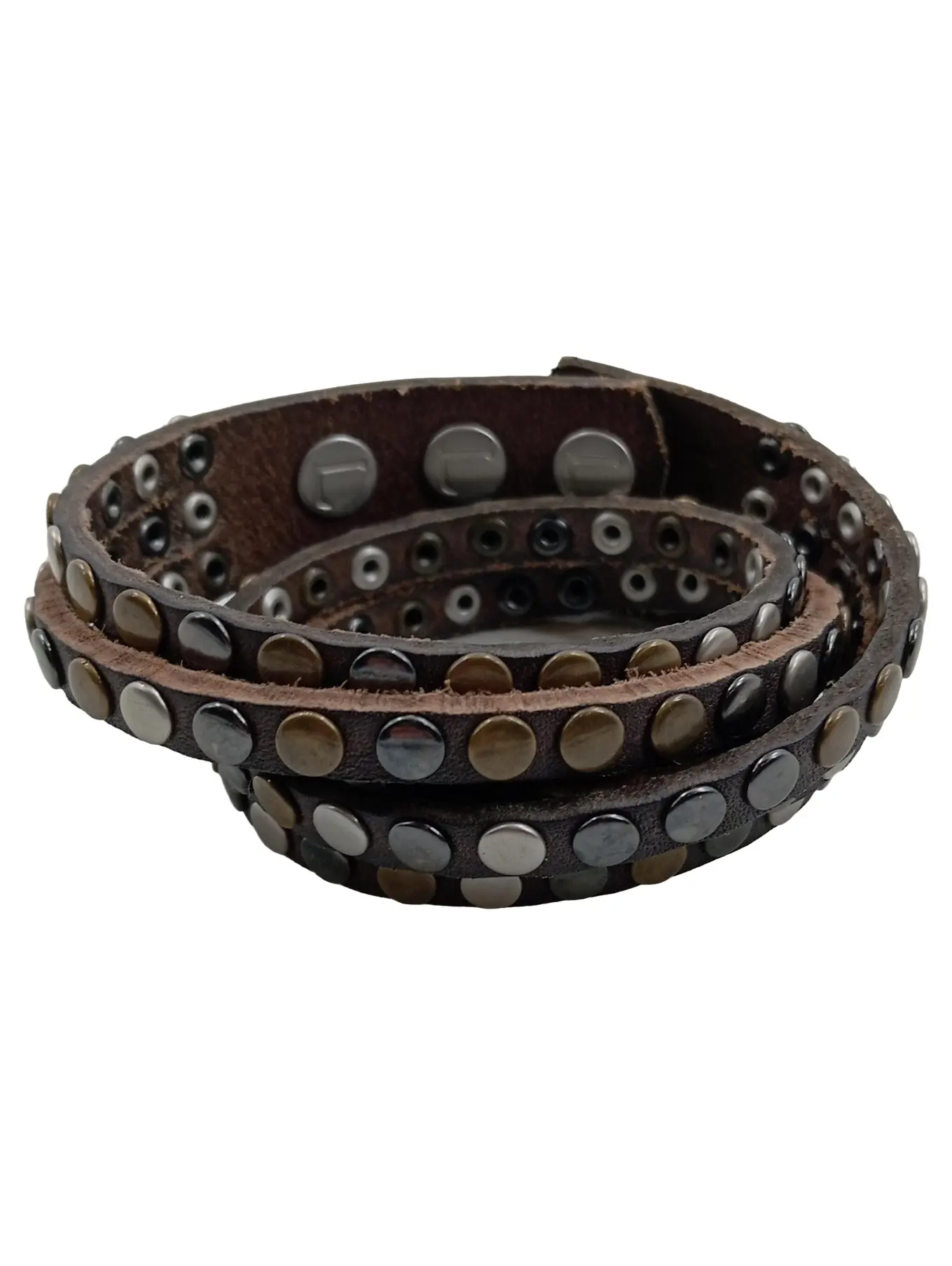 LIEBESKIND Leder Wickelarmband Damen Braun Nieten Freizeit 44cm