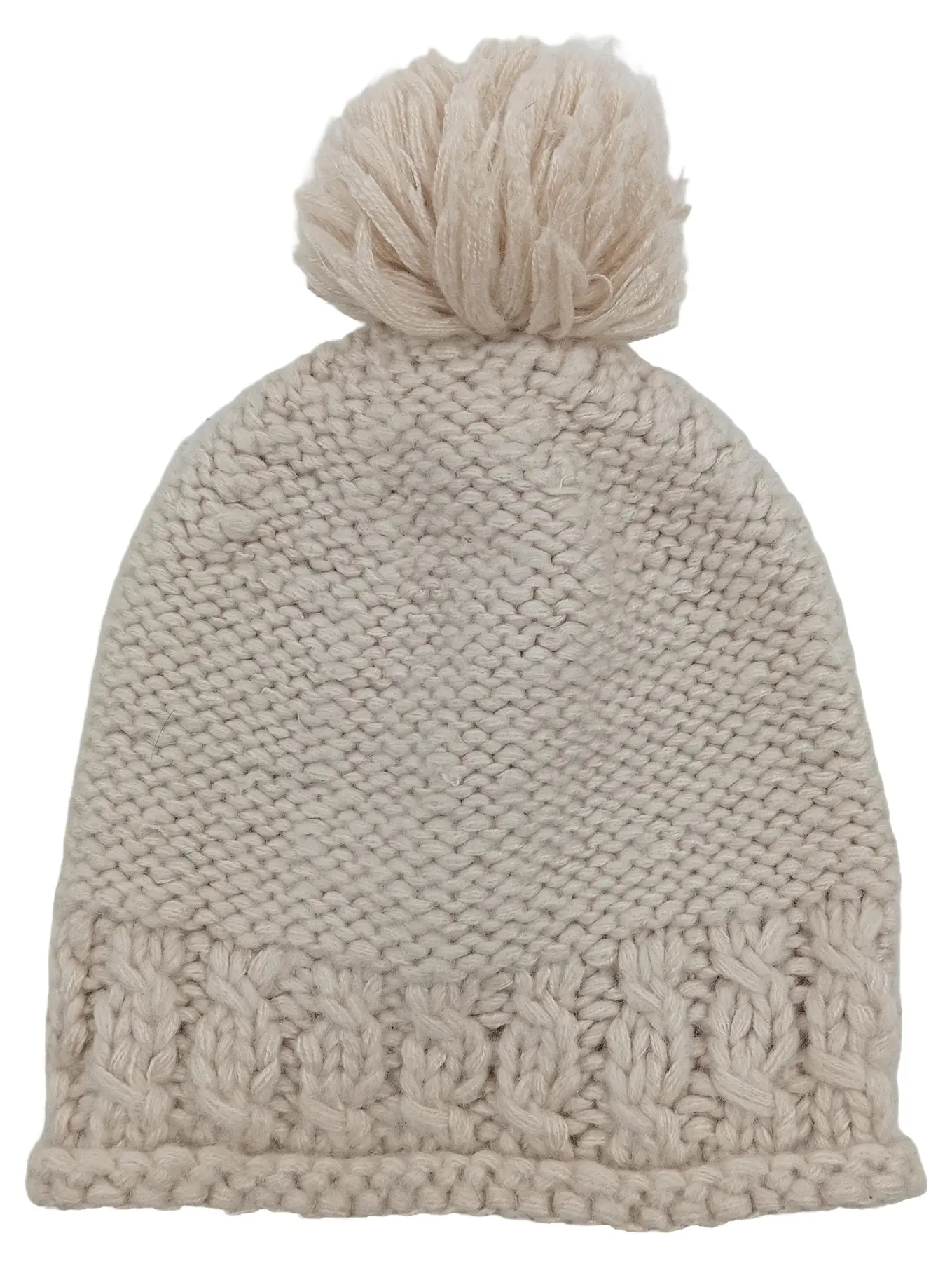 DARLING HARBOUR Strickmütze Bommel Beige Damen Winter Warm Casual