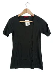 Vorschaubild 1 von Damen T-Shirt Schwarz Gr. 34/XS Basic Kurzarm Baumwolle
