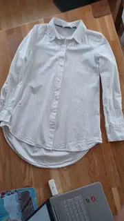 Vorschaubild 5 von Damen Bluse Hemdbluse Weiß Gestreift Klassisch Gr. S/36