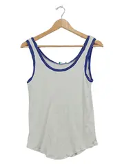 Vorschaubild 1 von Damen Top Gr. 170/XL Weiß Blau Rippstrick Ärmellos