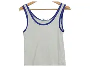 Vorschaubild 3 von Damen Top Gr. 170/XL Weiß Blau Rippstrick Ärmellos
