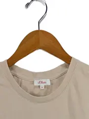 Vorschaubild 3 von Damen T-Shirt Gr. M Beige Schriftzug Stickerei Casual Freizeit