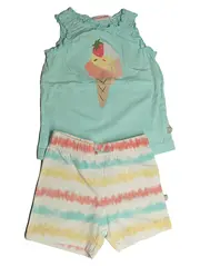 Vorschaubild 1 von Twin Set Baby Mädchen Gr. 74 Baumwolle Gestreift Türkis Ärmellos