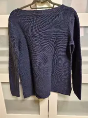 Vorschaubild 4 von Damen Pullover Langarm Rippstrick Blau Gr. L Baumwolle