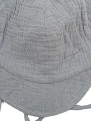 Vorschaubild 2 von Baby Sonnenhut Mütze Musselin Grau Bindebänder Nackenschutz