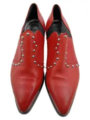 Vorschaubild 2 von Damen Stiefeletten Nieten Western Look Leder Rot Gr. 40
