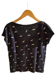 Vorschaubild 2 von Damen T-Shirt Gr. S Blau Sonnenschirm Muster Bio-Baumwolle