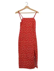 Vorschaubild 1 von Damen Sommerkleid Blumenmuster Midikleid Rot Gr. S Casual
