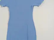 Vorschaubild 2 von Freizeitkleid Damen Blau Rippstrick Rüschen Gr. 38/M Minikleid Baumwolle